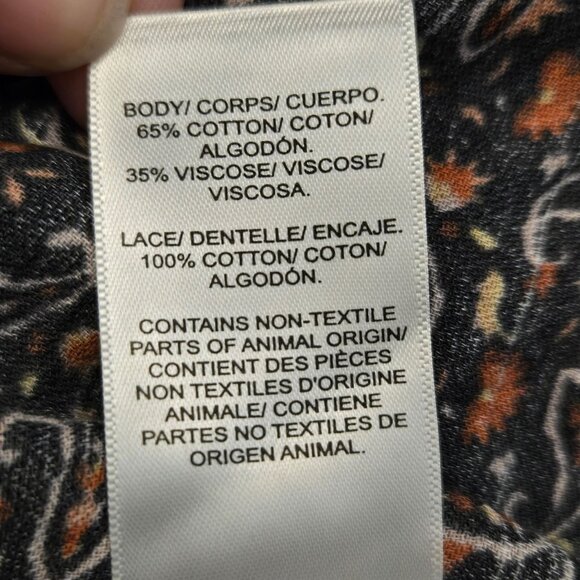 Lucky Brand Womens Paisley Printed Boho Button-Front Peasant Top Green XXL NWT - Picture 9 of 13